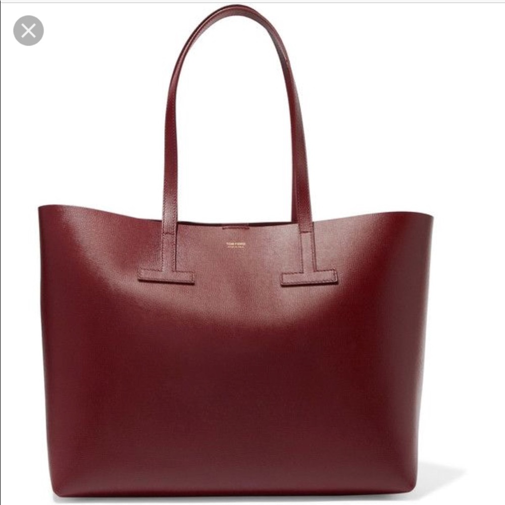 New Tom Ford Small T Tote Bag in Dark Red
